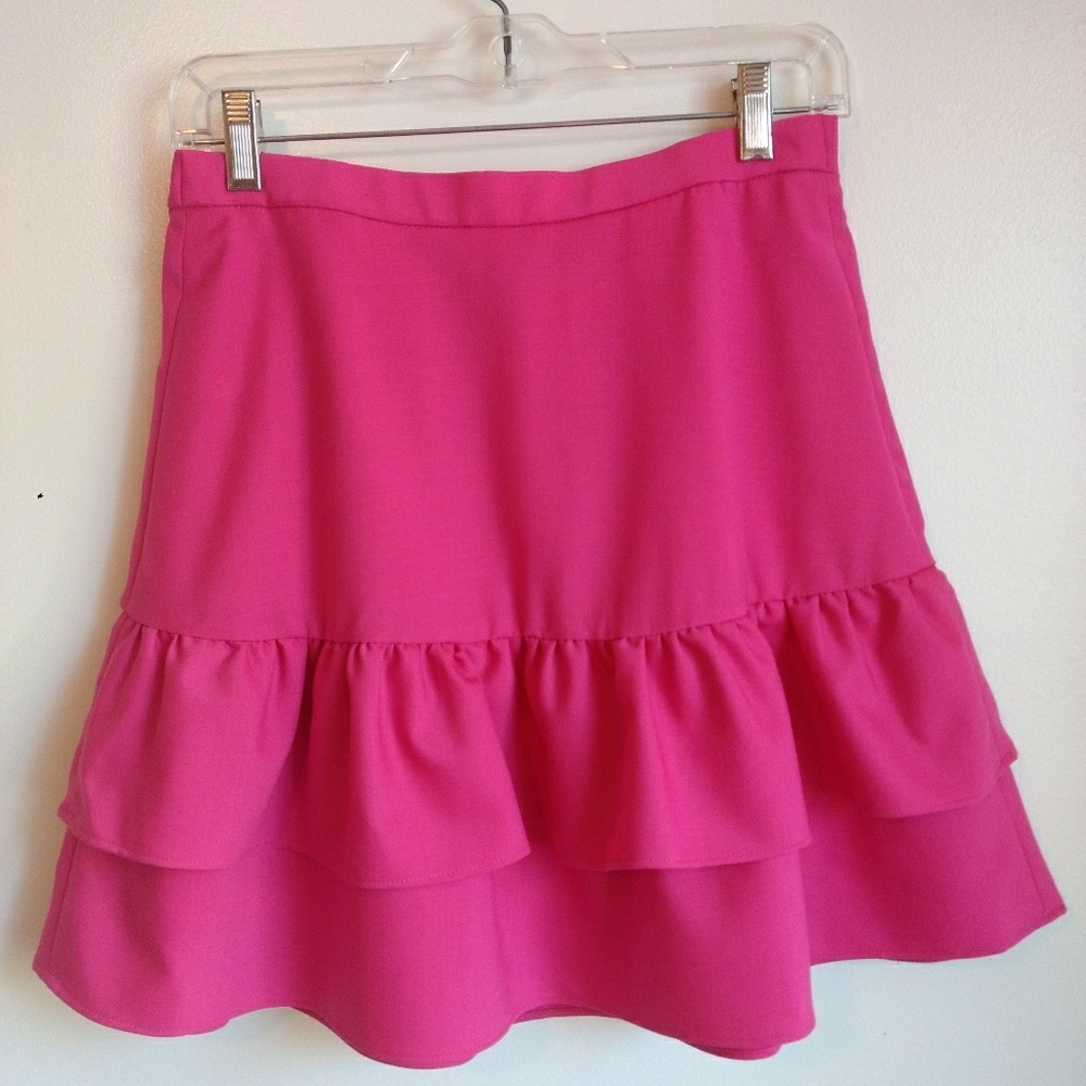 Jcrew wool flannel ruffle skirt vintage berry - Picture 3 of 6